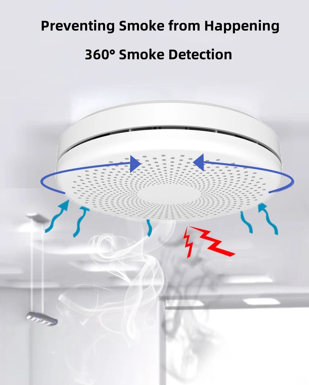 Wifi Tuya 2 in 1 Smart Co & Smoke Detector Alarm Carbon Monoxide Parlor Room Kitchen Shop Fire Sound Sensor Alert Detector 85DB