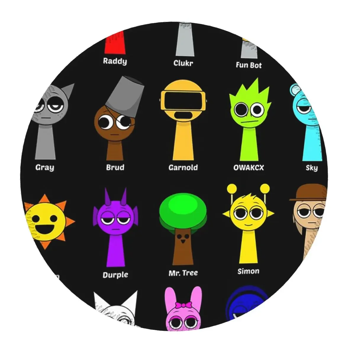 All My Sprunki Game Toys Round Mouse Pad Computer Keyboard Mouse Mat Gamer Laptop Desk Mat Office Accessories Table Mats