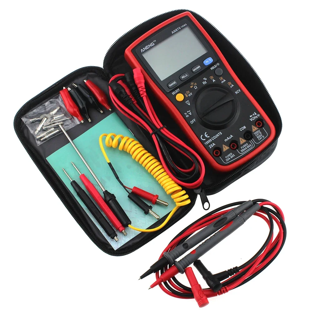 

AN870 Auto Range Digital Precision multimeter True-RMS 19999 COUNTS NCV Ohmmeter AC/DC Voltage Ammeter Transistor Tester