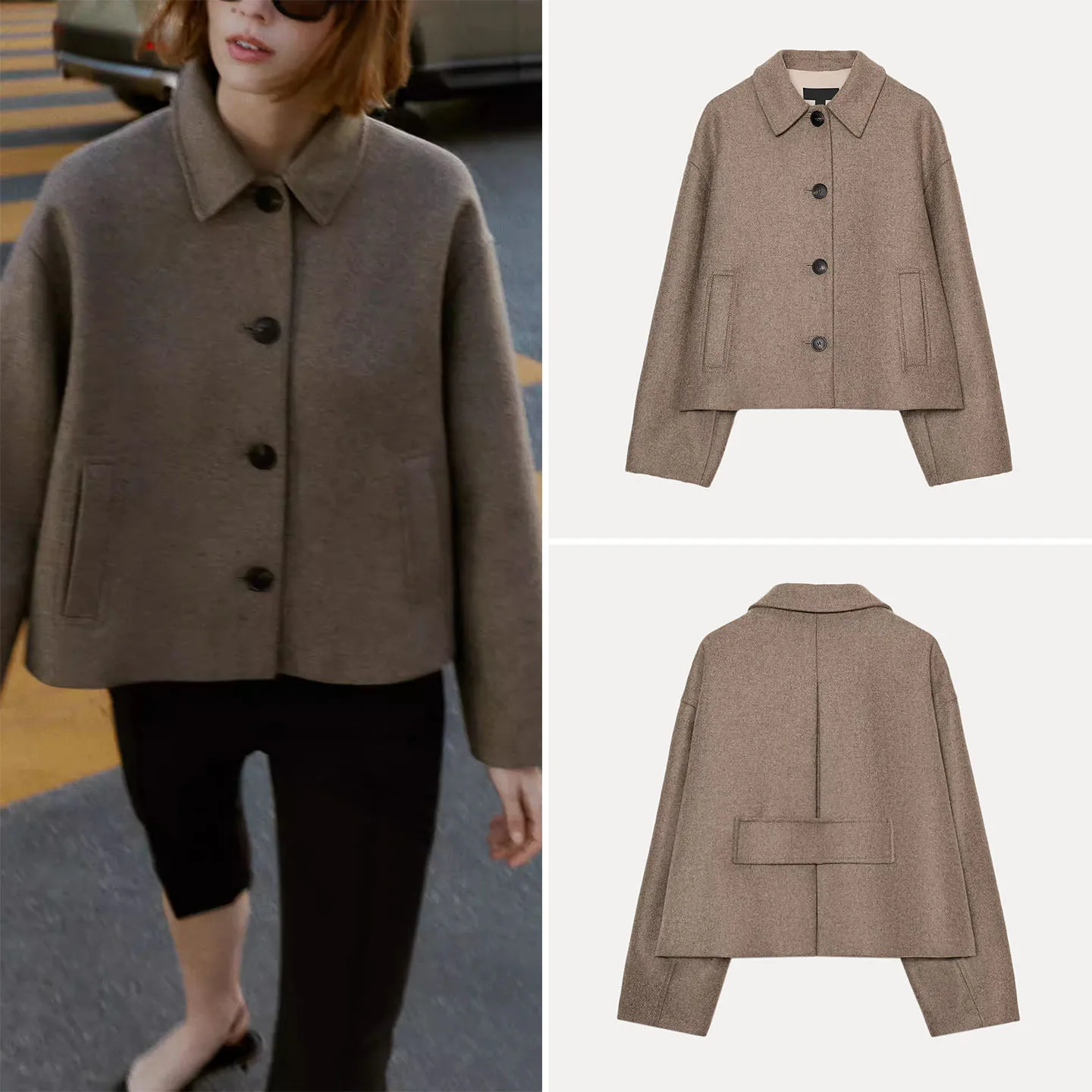 

Z женское модное пальто ort Coat, новинка 2025, длинное пальто с отложным воротником, свободный крой, застежка на пуговицы, другой материал