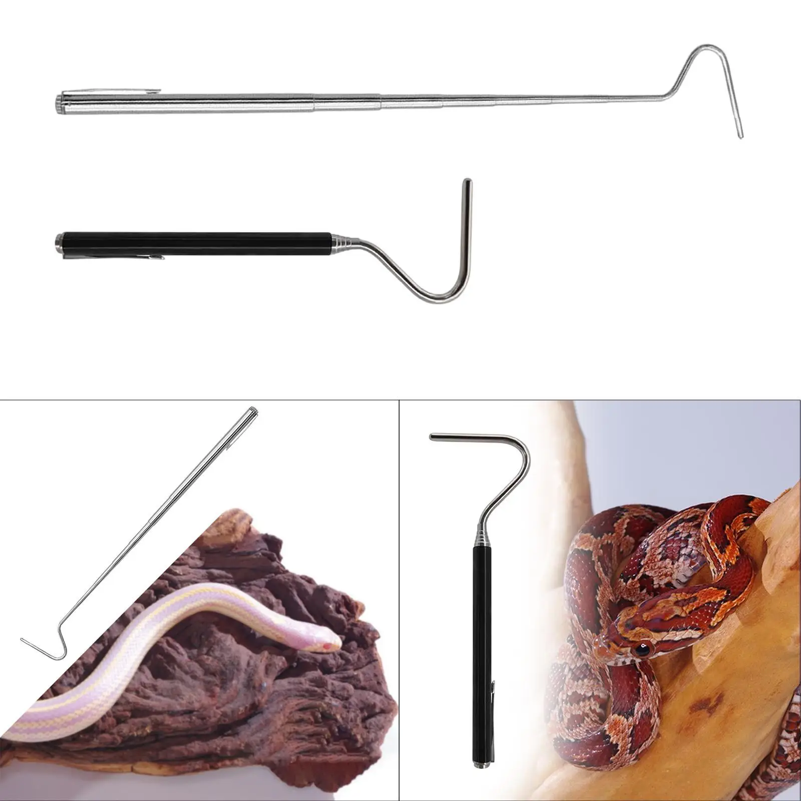 Snake Hook Stainless Steel Handy Snake Accessory Portable Long Reach Tool for Reptile Crawling Equipment