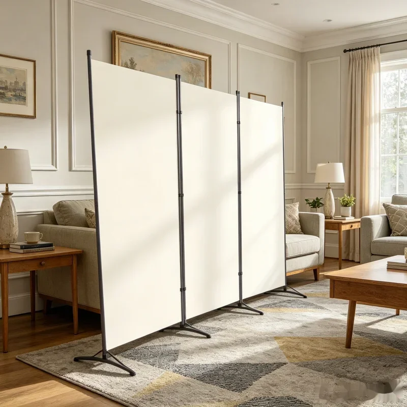 

White Portable Office Partition Wall Sliding Movable Folding Screen Divider Privacy Panel for Home Hotel School