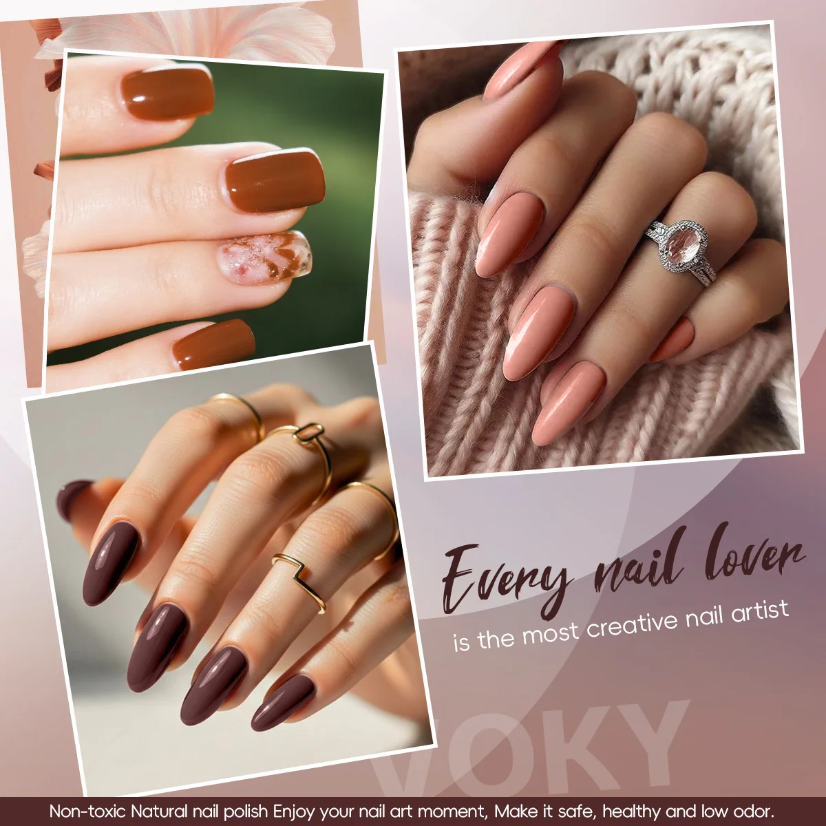 VOKY 6-teiliges Nagelset, geeignet für alle Jahreszeiten, geeignet für DIY-Nagelkunst-/Fußpflegesets, mit glatter Textur für Feiertagsnägel