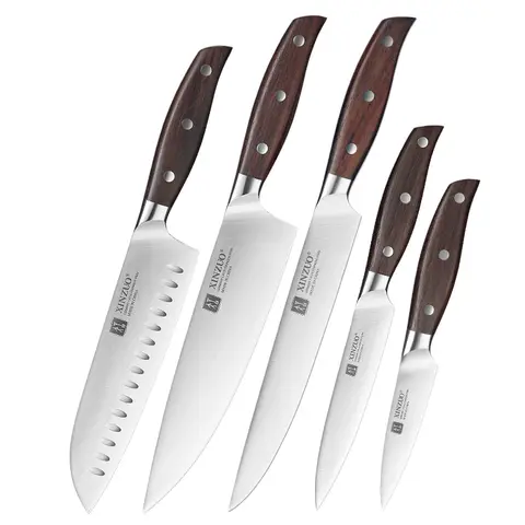 Bilashmart XINZUO 1PC/5PCS High Quality 3.5+5+8+8+8" Paring Utility Cleaver Chef Knife Germany 1.4116 Stainless Steel Kitchen Knife Sets