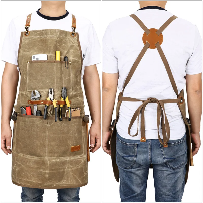 Manufacturer's Direct Selling Half Body Hanging Neck Canvas Work Apron Kitchen Oil And Dirt Resistant Apron Wear-resistant Apron