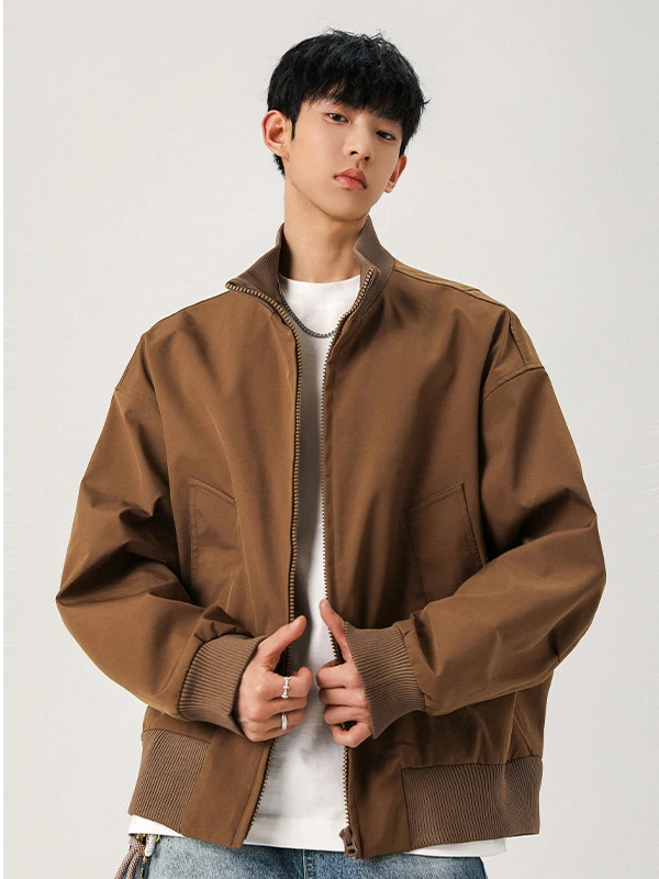 

American High Street Sle Flight Jaet Men's Spring Trendy ort Casual Baseball orm Zipper Anti-drill Polyester Fiber