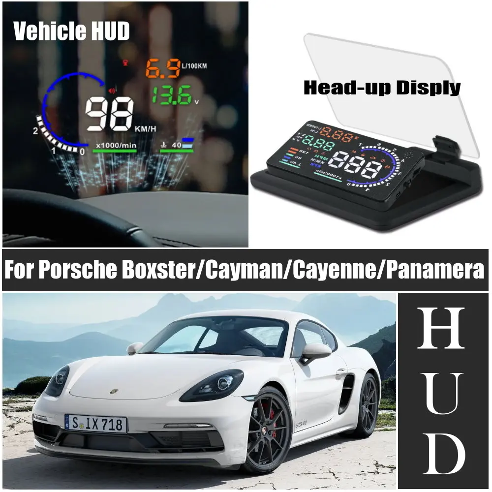Car HUD Head Up Display LED Windshield Projector For Porsche Boxster Cayman Cayenne Panamera 987/981/982/955/957/92A/9YA/970