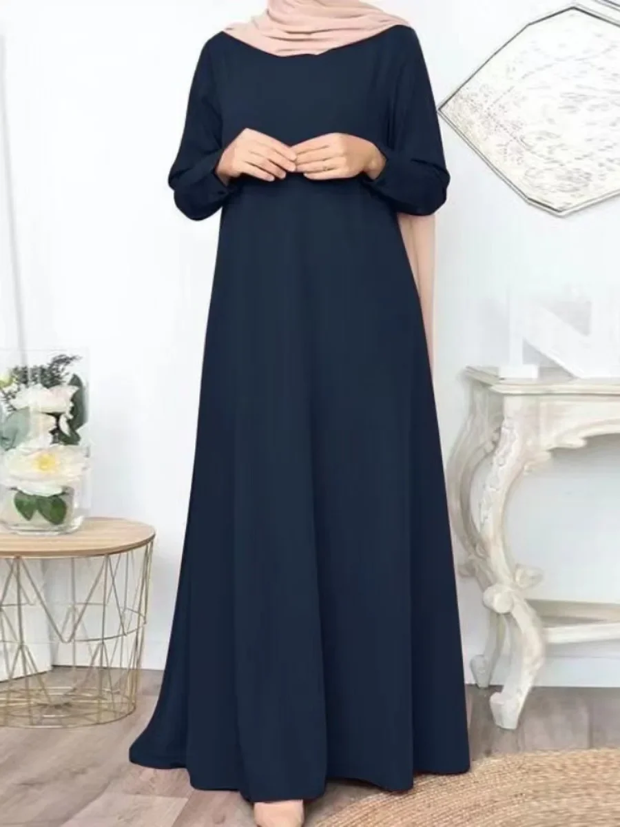 Vestido Largo musulmán Eid para mujer, Abaya marroquí, Ramadán, Abayas, caftán islámico, Color sólido, Dubái, árabe, modesto