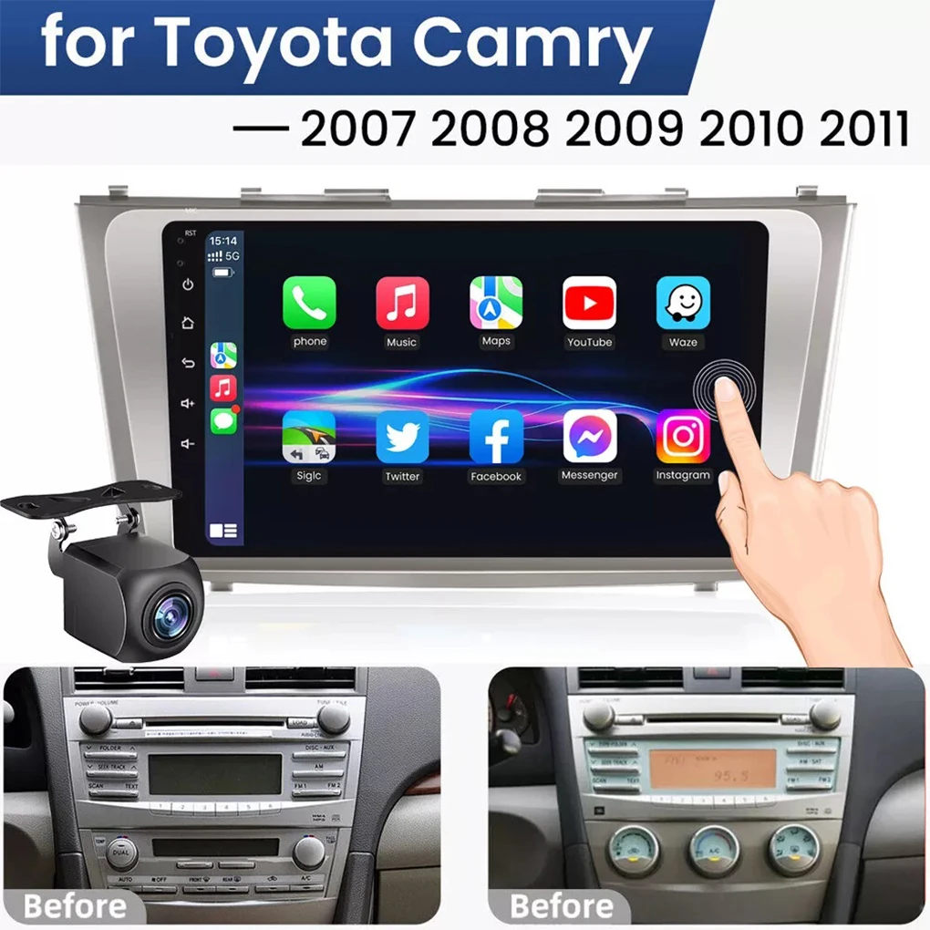 

for Toyota 2007-2011 Camry central control Carplay Android 13 large screen navigation car GPS reversing image display car radio