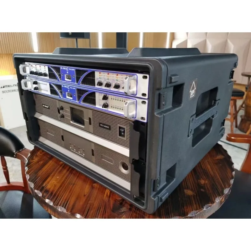 Manufacturer U2 4U 6U 8U Audio PE PP Plastic Road Rack Case with Heavy-Duty Tour Cable Trunk Flight Case