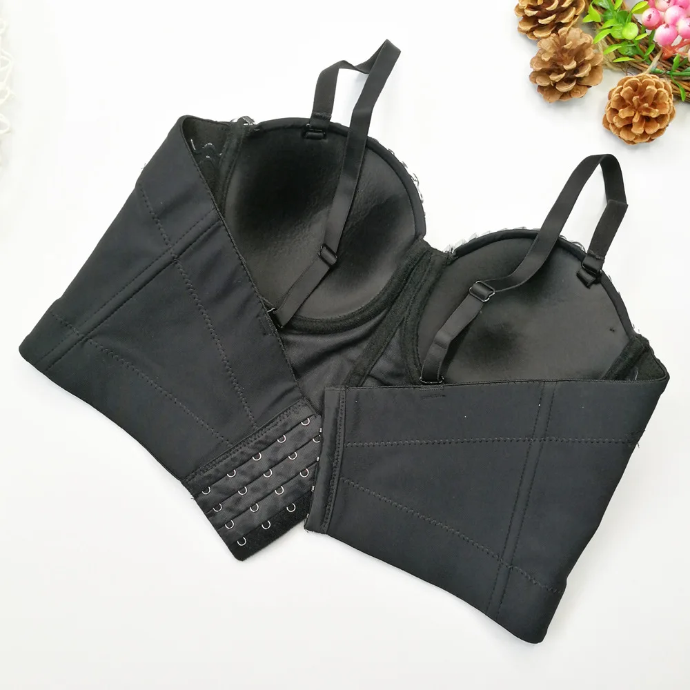 مشد علوي فاخر على شكل هيكل السمكة - سلاسل من حجر الراين الفضي اللامع، أشرطة قابلة للتعديل والإزالة، بوستير مثير للنساء