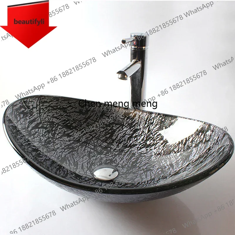 

Черная круглая накладная раковина A44 в скандинавском стиле для ванной комнаты, умывальник из закаленного стекла, современный аксессуар для кухни