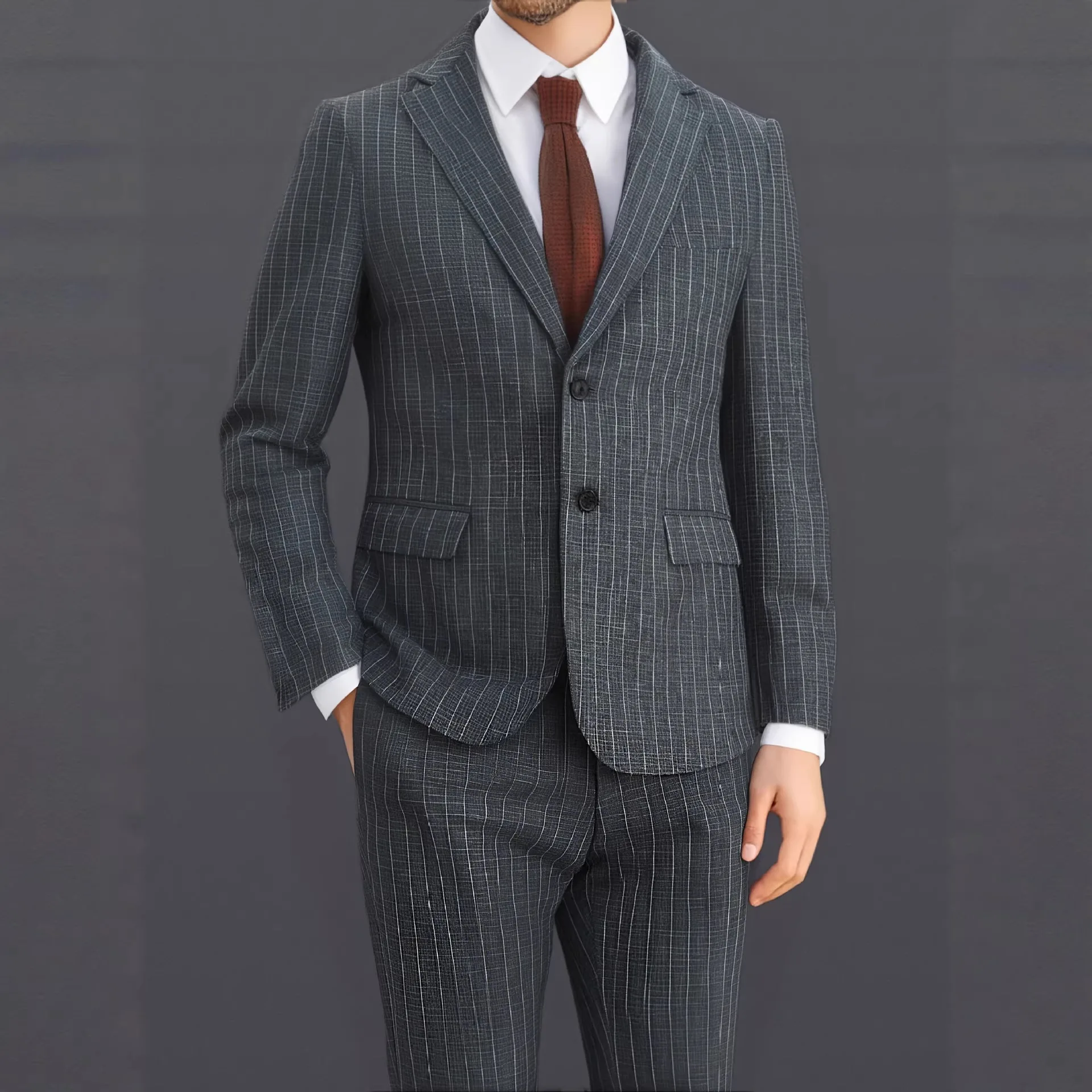 

High-end Men's Suit Set - Men's Two-piece Striped Suit - Korean Version Slim-fit Workwear - Wedding Dress 2 Pieces Suit for Man