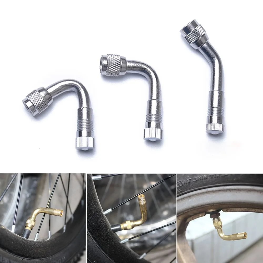 Multi-Function Inflatable Nozzle Extension Angle Bent 45 90 135 Degree Valve Stem Extenders Silver Tire Valve Extender Bicycle