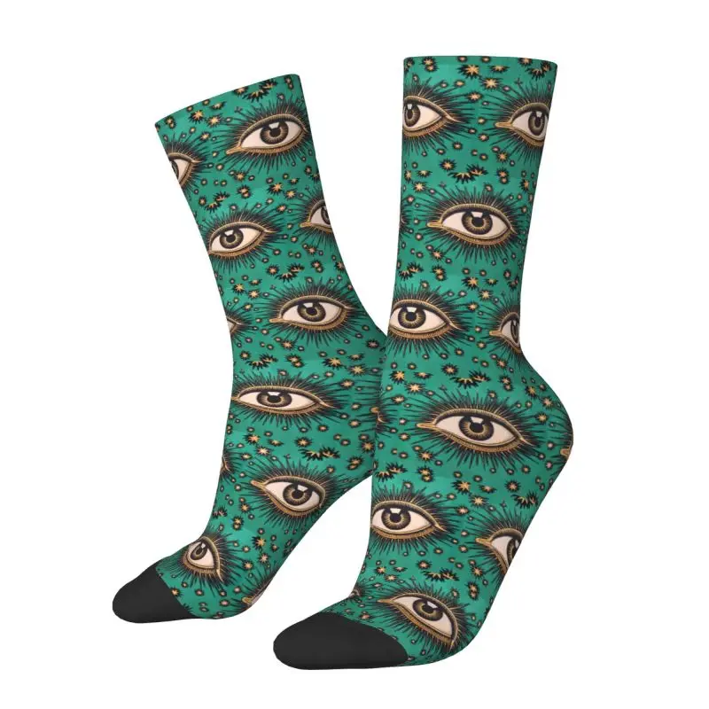 All Seeing Eye Art Men's Crew Socks Unisex Novelty 3D Printing Evil Mystic Eyes Dress Socks