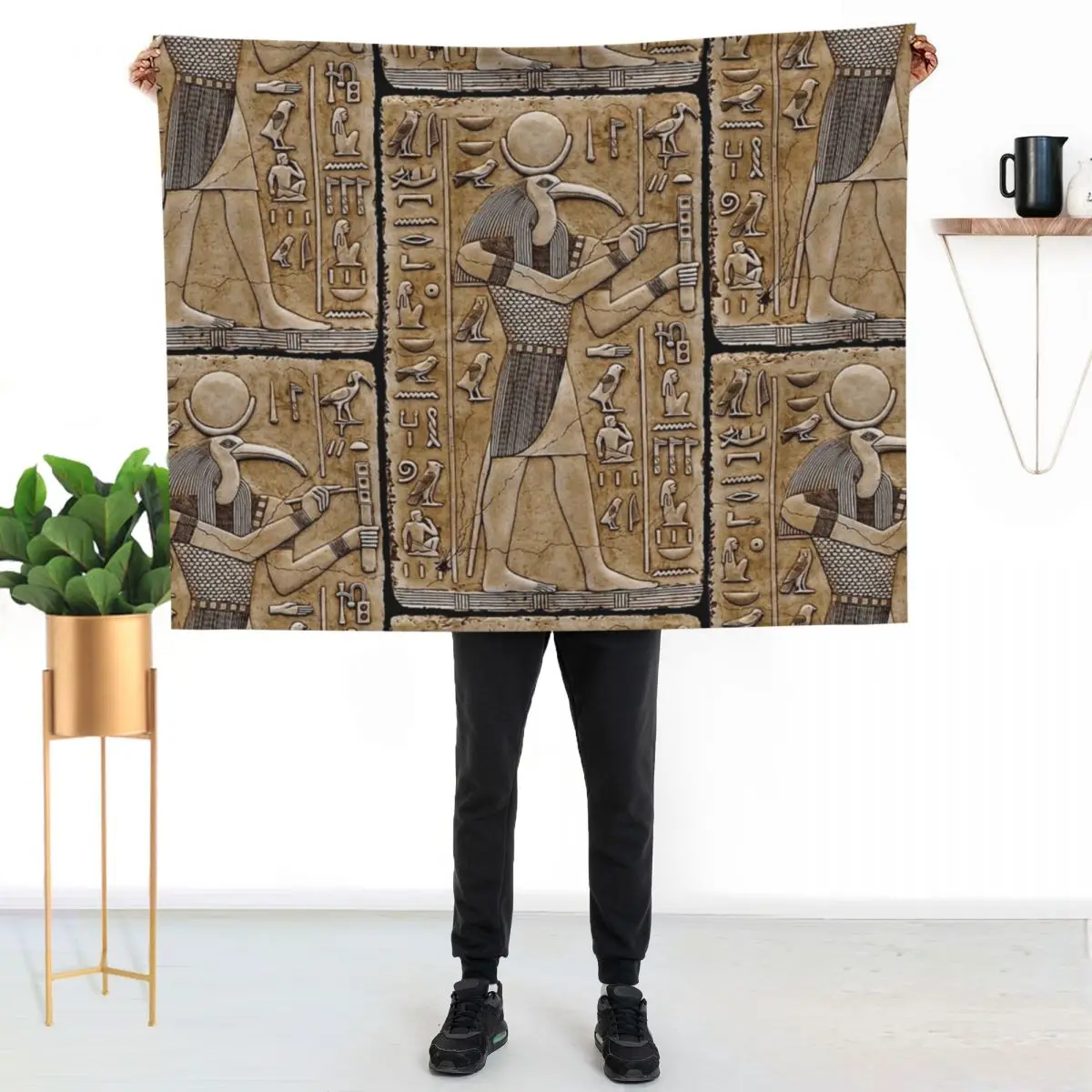 

Thoth -Ancient Egyptian deity Throw Blanket Cozy Napping Blanket Gift for Mom Dad