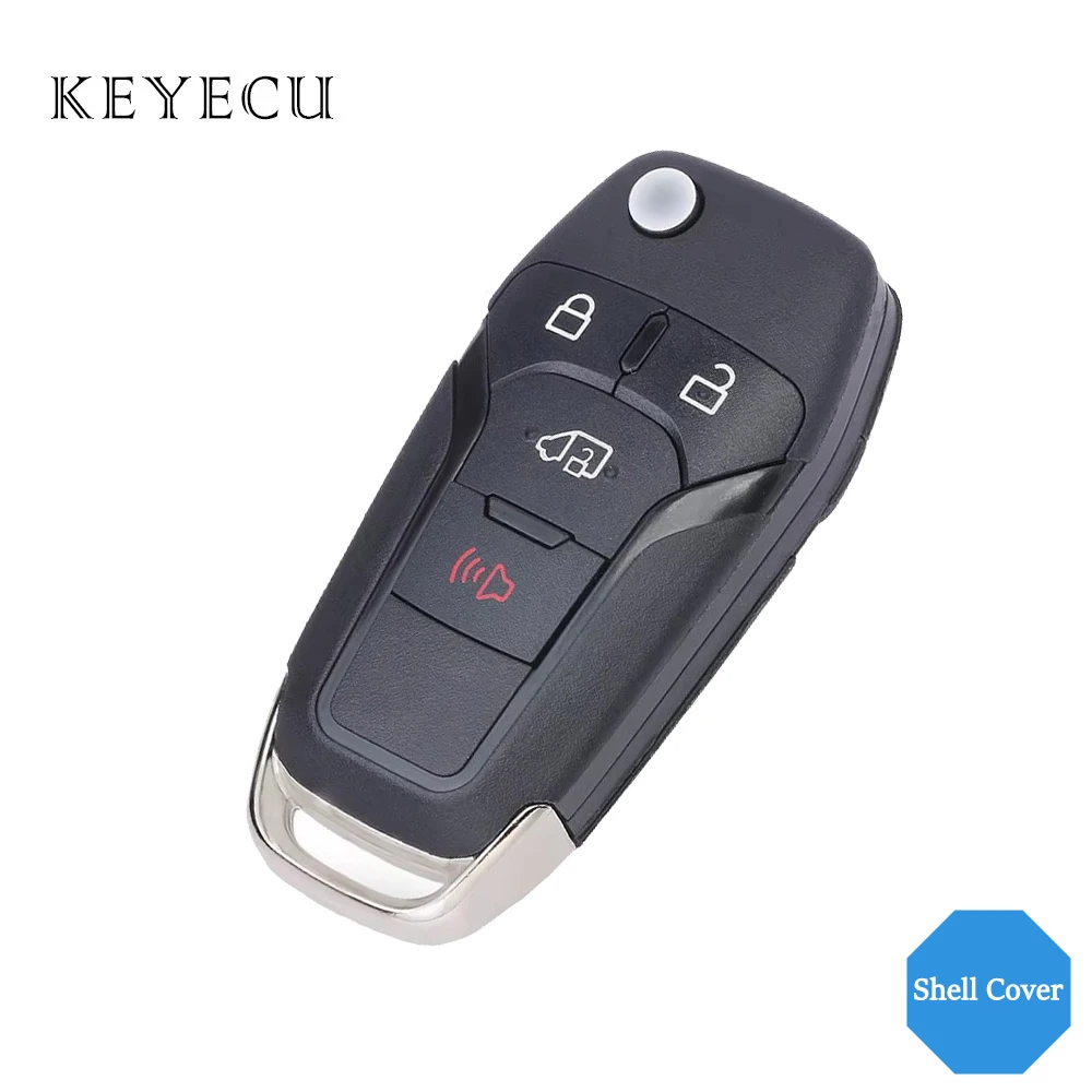 Keyecu 4 Buttons Flip Folding Remote Car Key Fob Shell Cover Replacement for Ford Transit Connect Transit 2019 2020 2021 2022