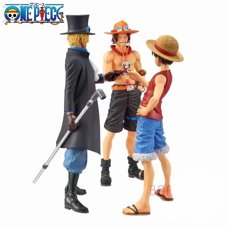 

One Piece Anime 20cm Luffy Ace Sabo model dolls figurine Three Brothers Sworn Wine Statue Pvc Action Figurine Collectible decor