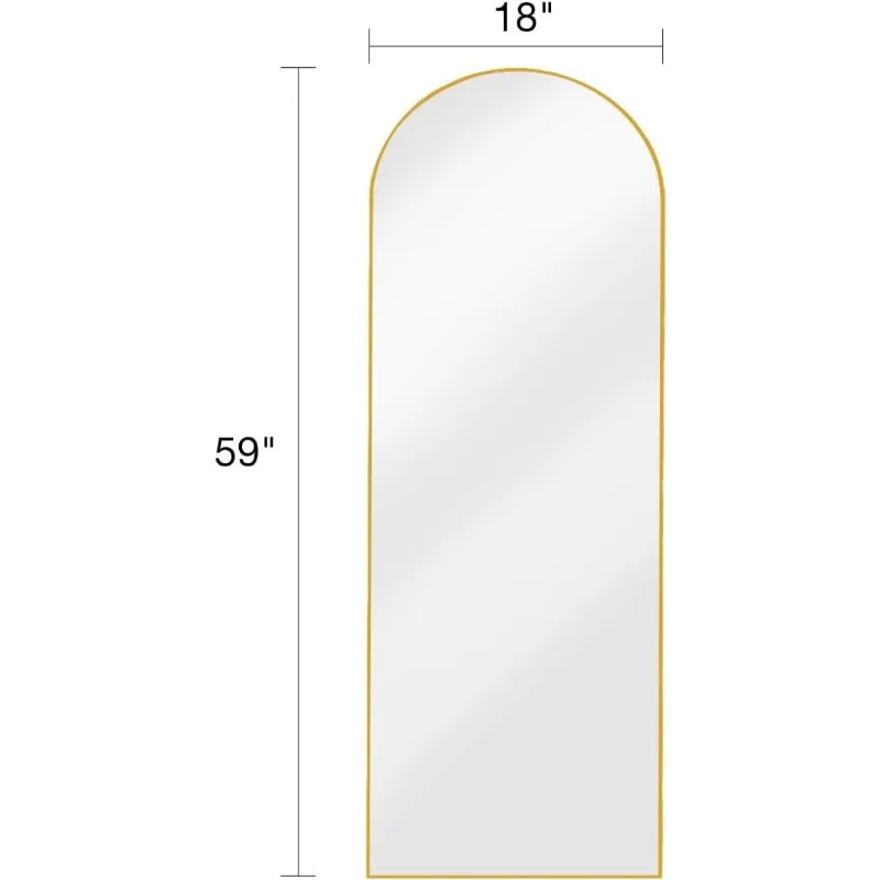 Floor Mirror, Full Length Mirror with Bracket, Arched Wall Mirror, Full Length, Gold Freestanding Floor, Bedroom