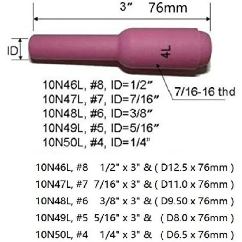 TIG Jumbo Gas Lens Collet Body Alumina Nozzle Ceramic Cups Assorted Size Kit Fit QQ300 PTA DB SR WP 17 18 26 TIG Welding