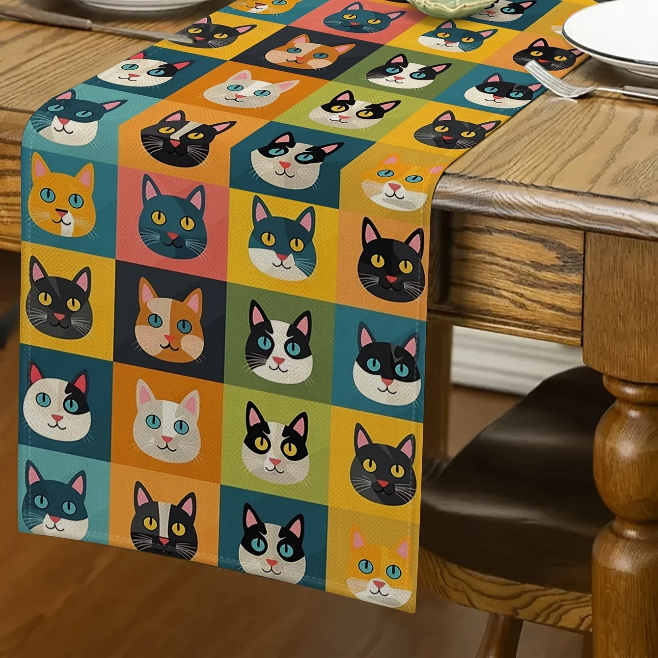 

VIKAMA очаровательная дорожка для стола с несколькими отделениями для кошек, современное украшение для обеденного стола для дома, семейная вечеринка, домашний декор