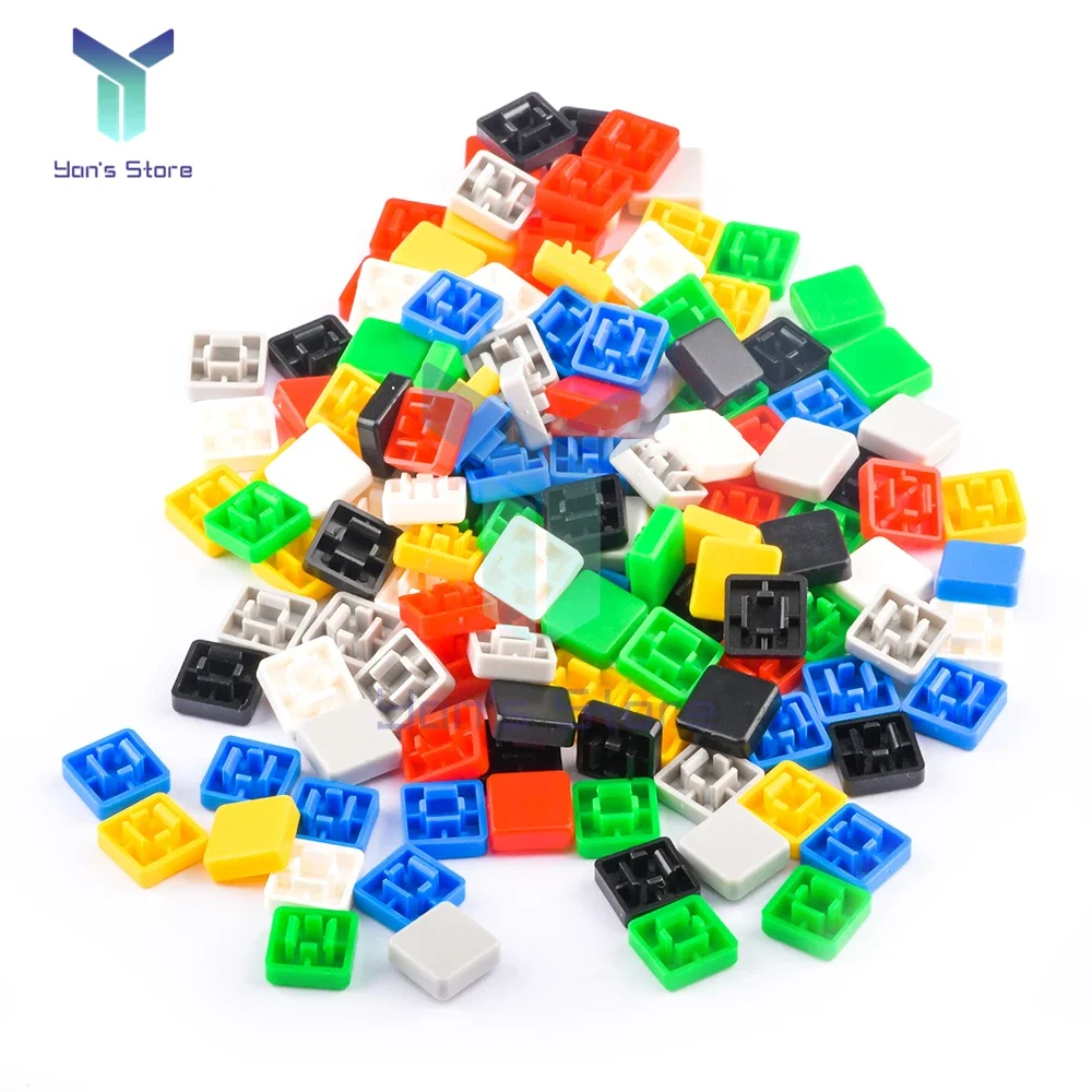 140pcs Short Feet Square Switch Button Cap Match Switch A14 A24 Round Tactile Push Button Caps Kits 12*12*7.3 Micro Tact Switch