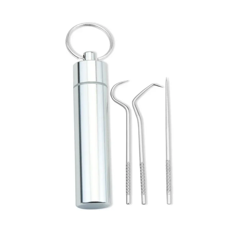 Stainless Steel Toothpick Set Teeth Tartar Cleaning Tools Portable Dental Floss Reusable Dental Floss Oral Hygiene Care