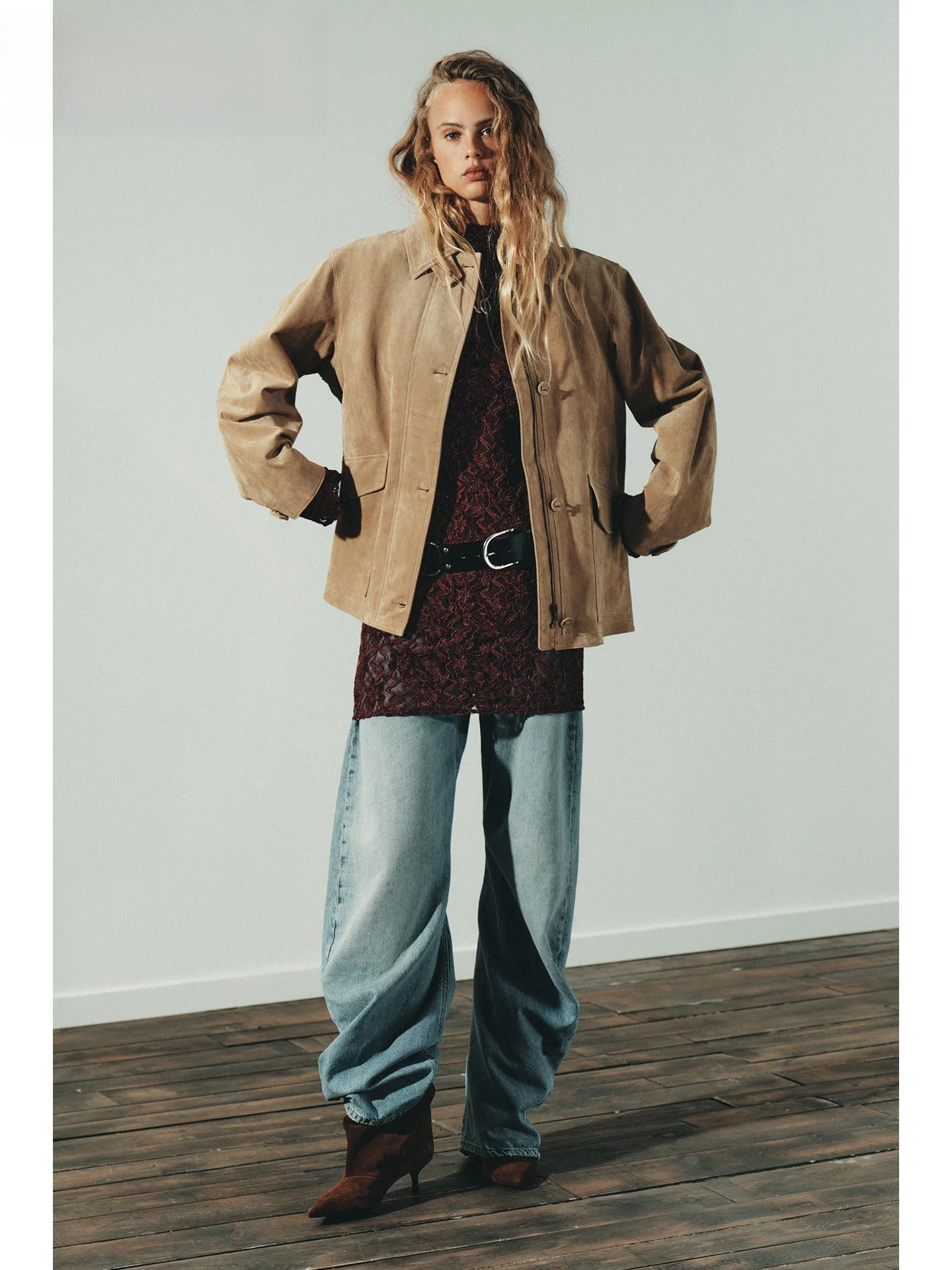 ZAPRHA Women's Leather Jaet 2025 Autumn New Sle American ular ket Decor Faux Velvet Texture Long Sve Casual Wind...