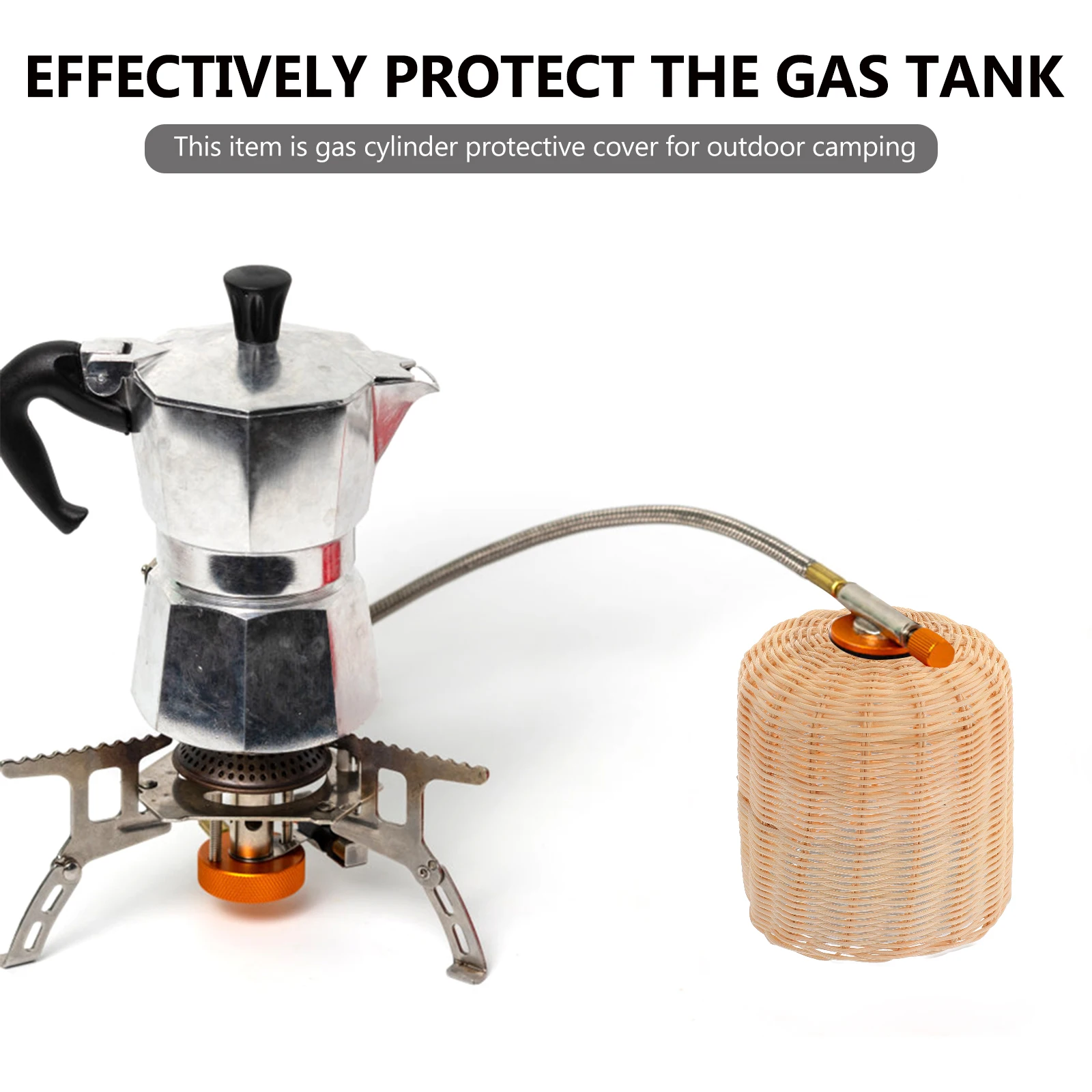 

Flat Gas Tank Protector Handmade Rattan Cover Anti-Drop Camping Hiking Outdoor Cooking Accessories Cylinder for Beige