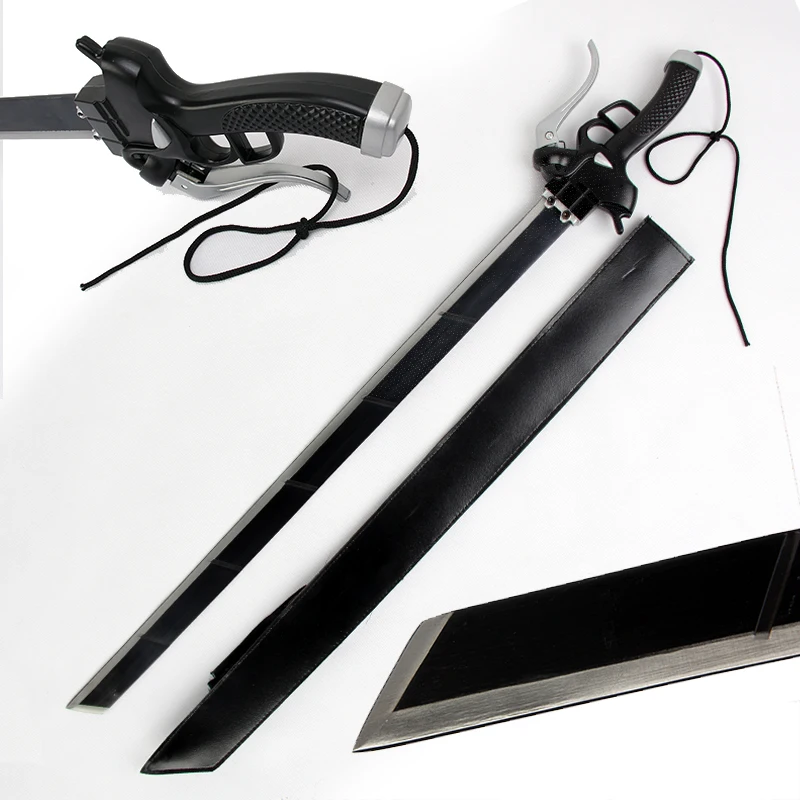 

Replica Attack-On-Titan Sword Gun Cosplay Eren Rivaille Mikasa 1:1 Props, PU Sheath, Steel Zinc Alloy Decor