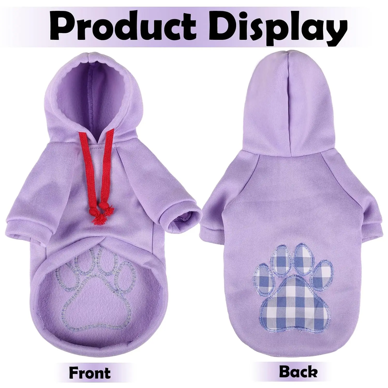 Flannel Pet Hoodie Sweater with Hat Puppy Pullover Shirt for Dogs Purple XL, Customized