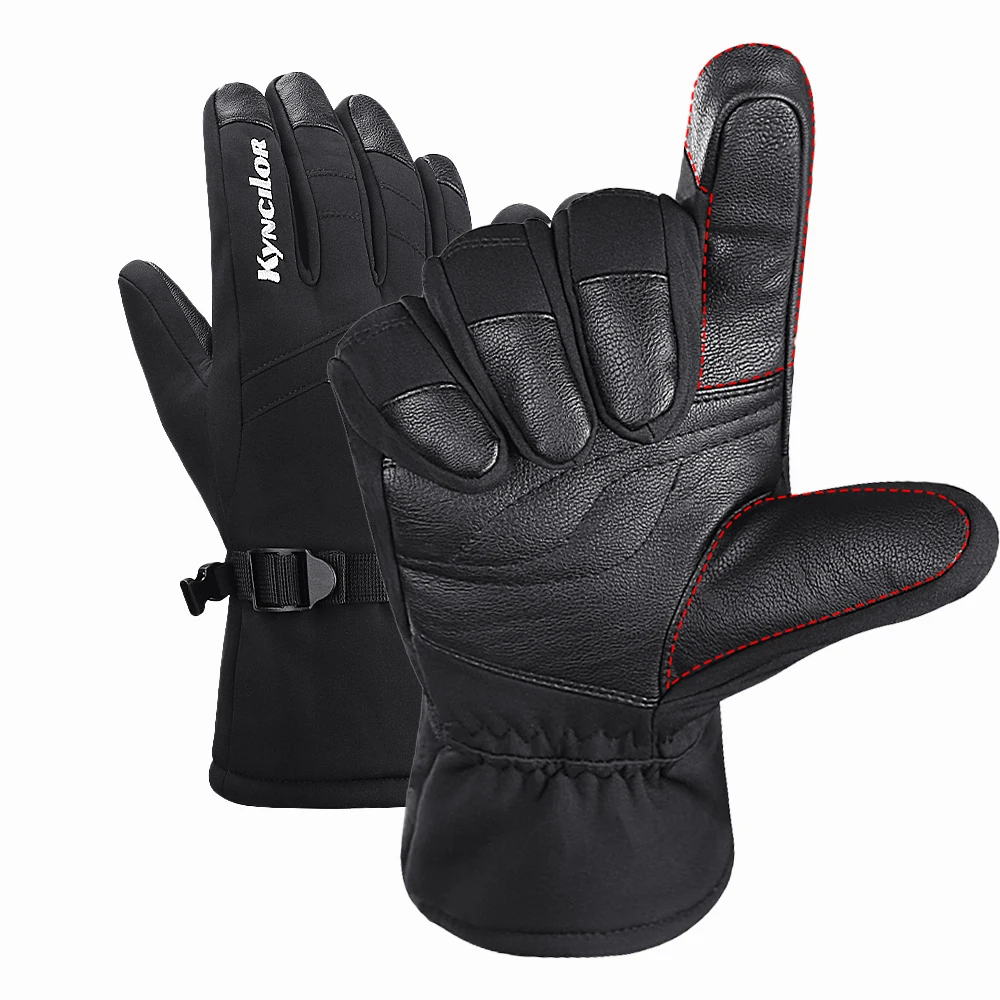 Winter Outdoor Cycling Ski Mountaineering Gloves Thicken Fleece Warm Touchscreen Double Waterproof Design Snowmobile Gloves