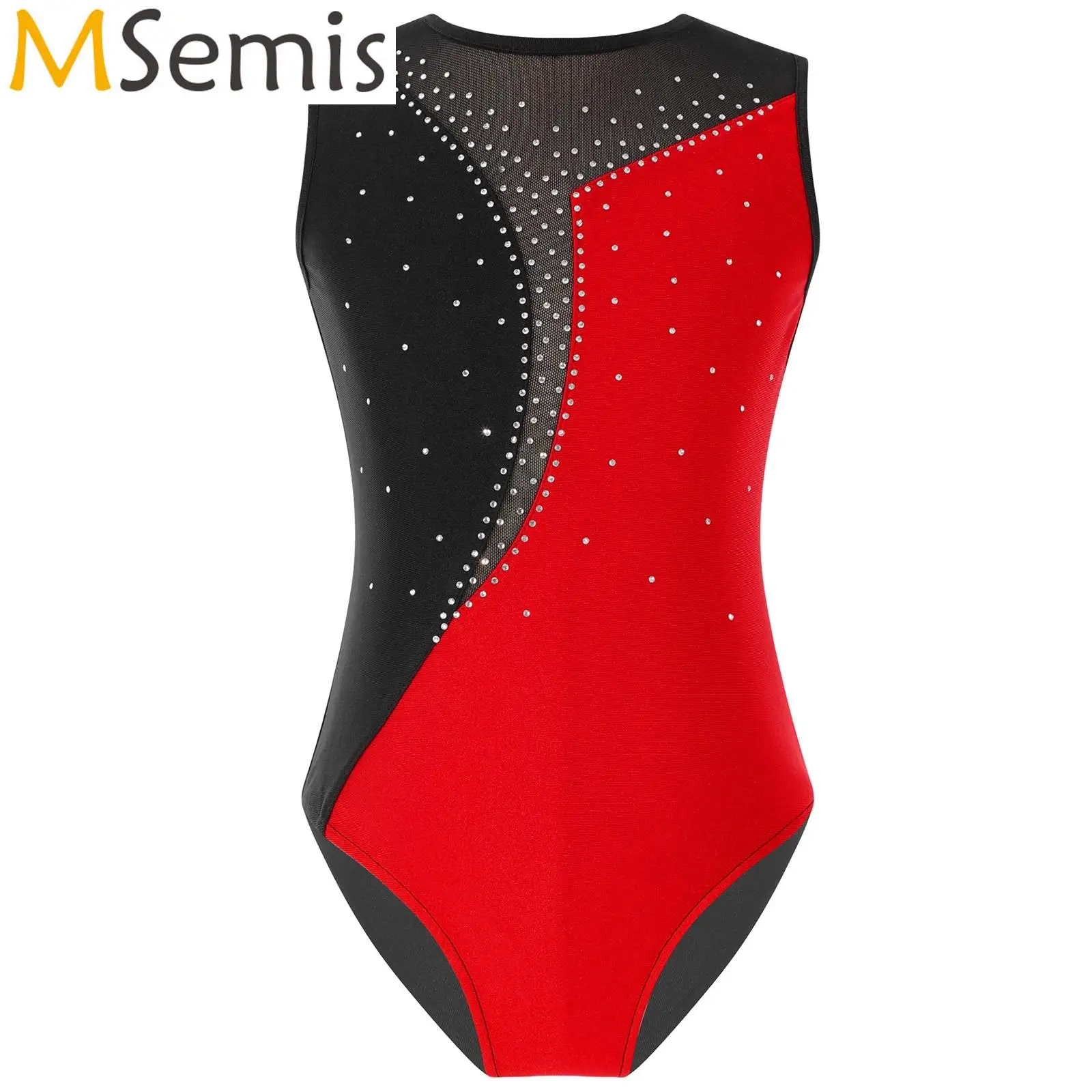 

Kids Girls Shiny Rhinestone Artistic Skating Ballet Tutu Tank Bodysuit Gymnastics Leotard Ballet Classical Dance Body Costumes