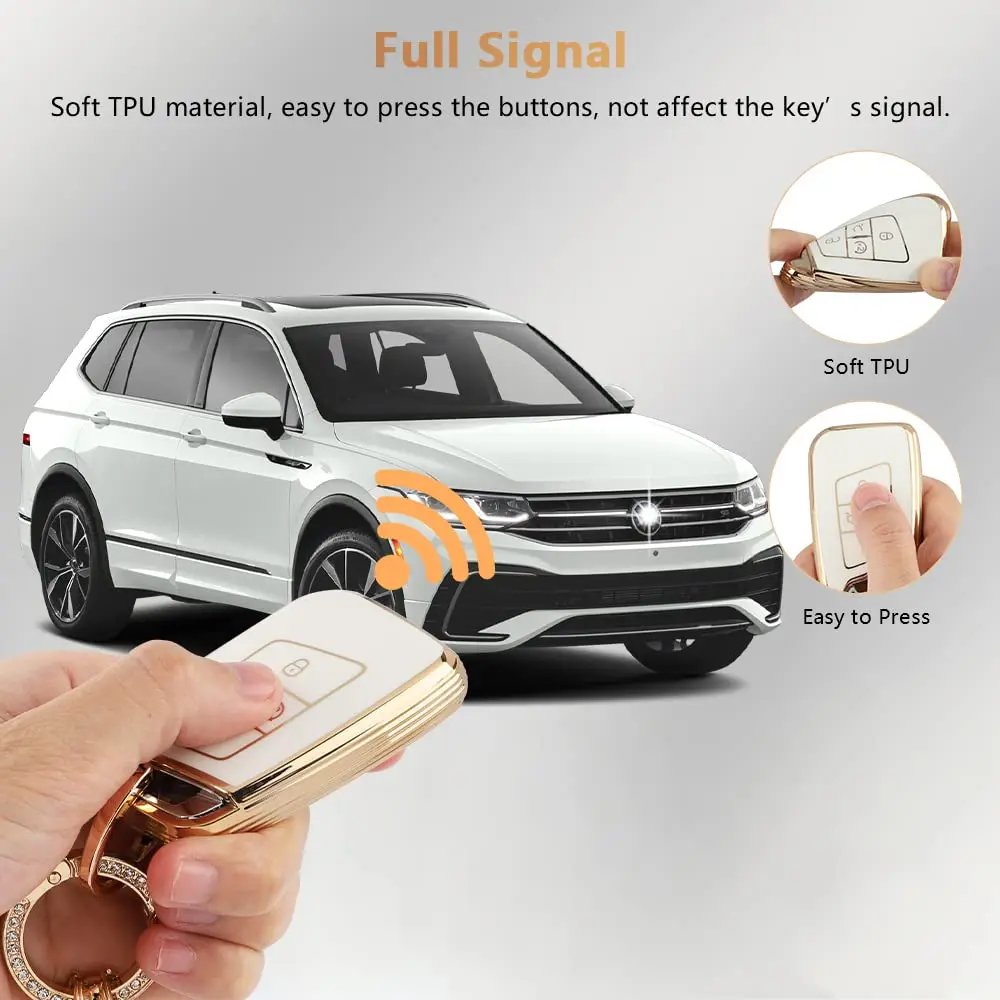 DIYSMART Key cover for VW Tiguan Jetta GLI Atlas Cross Sport Arteon Taos SEL Key Fob Cover Volkswagen Key Case Soft Covers