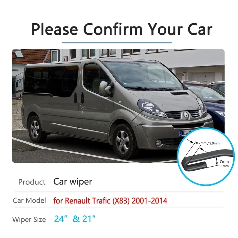 For Renault Trafic X83 2001~2014 Front Windscreen Wipers Car Accessories Stickers Vivaro Primastar 2002 2013 Car Wiper Blades