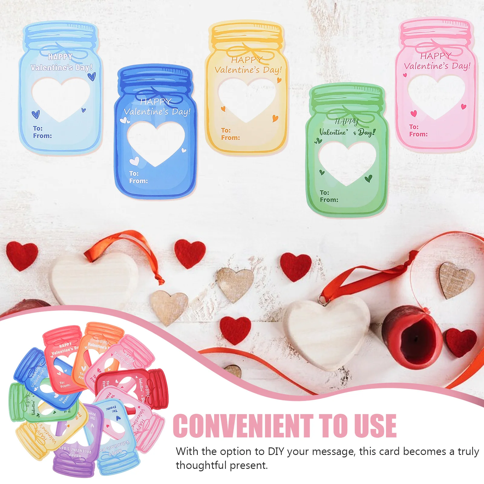 1 комплект, поздравительная открытка с дрейфующей бутылкой на День святого Валентина, записываемая открытка с сердечками, романтические подарочные подарочные открытки