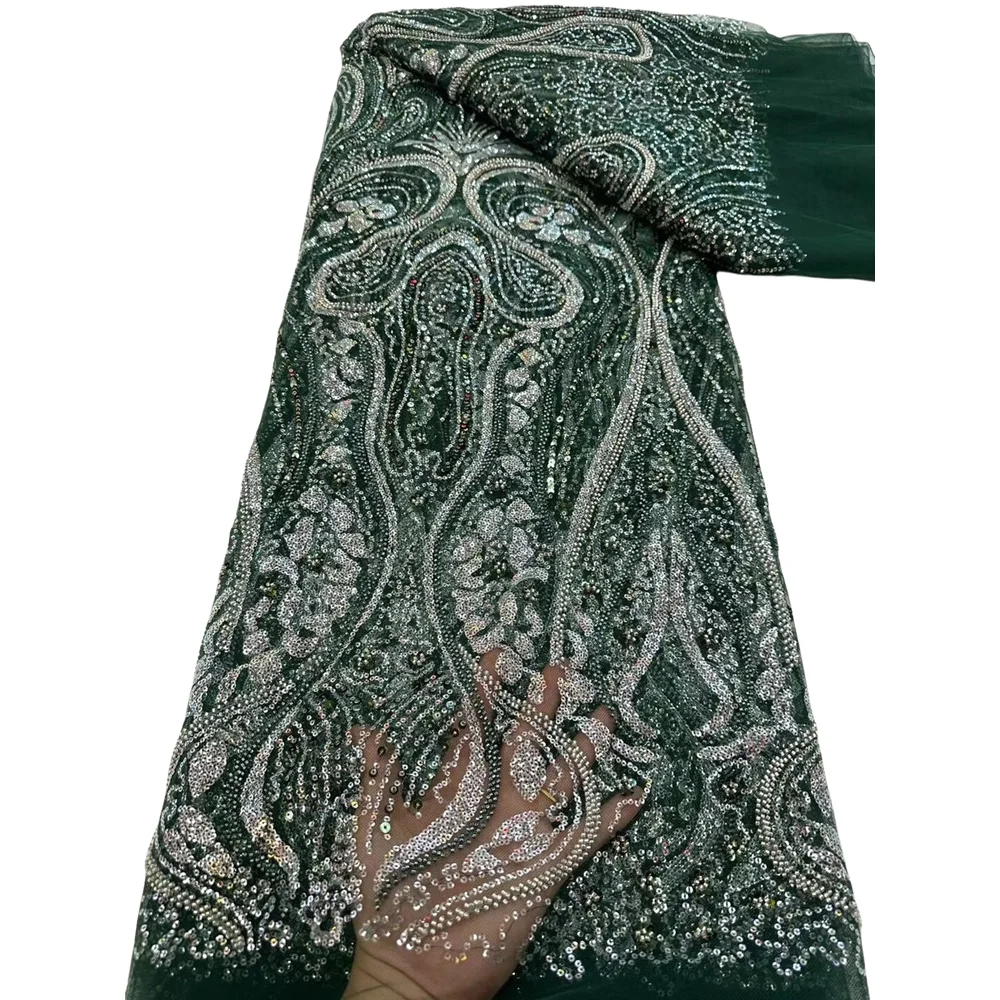 

African Lace Fabric Sequins Beaded Embroidery SYJ-1406926 Nigerian Bridal High Quality French Tulle Lace Fabric For Wedding