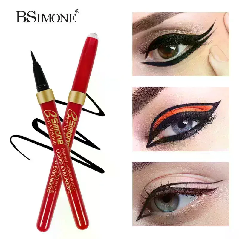 قلم تحديد العيون الأسود المقاوم للماء من بي سيمون، سريع الجفاف، يدوم طويلاً، غير لامع، سهل التلوين، قلم تحديد العيون السائل، مستحضرات تجميل