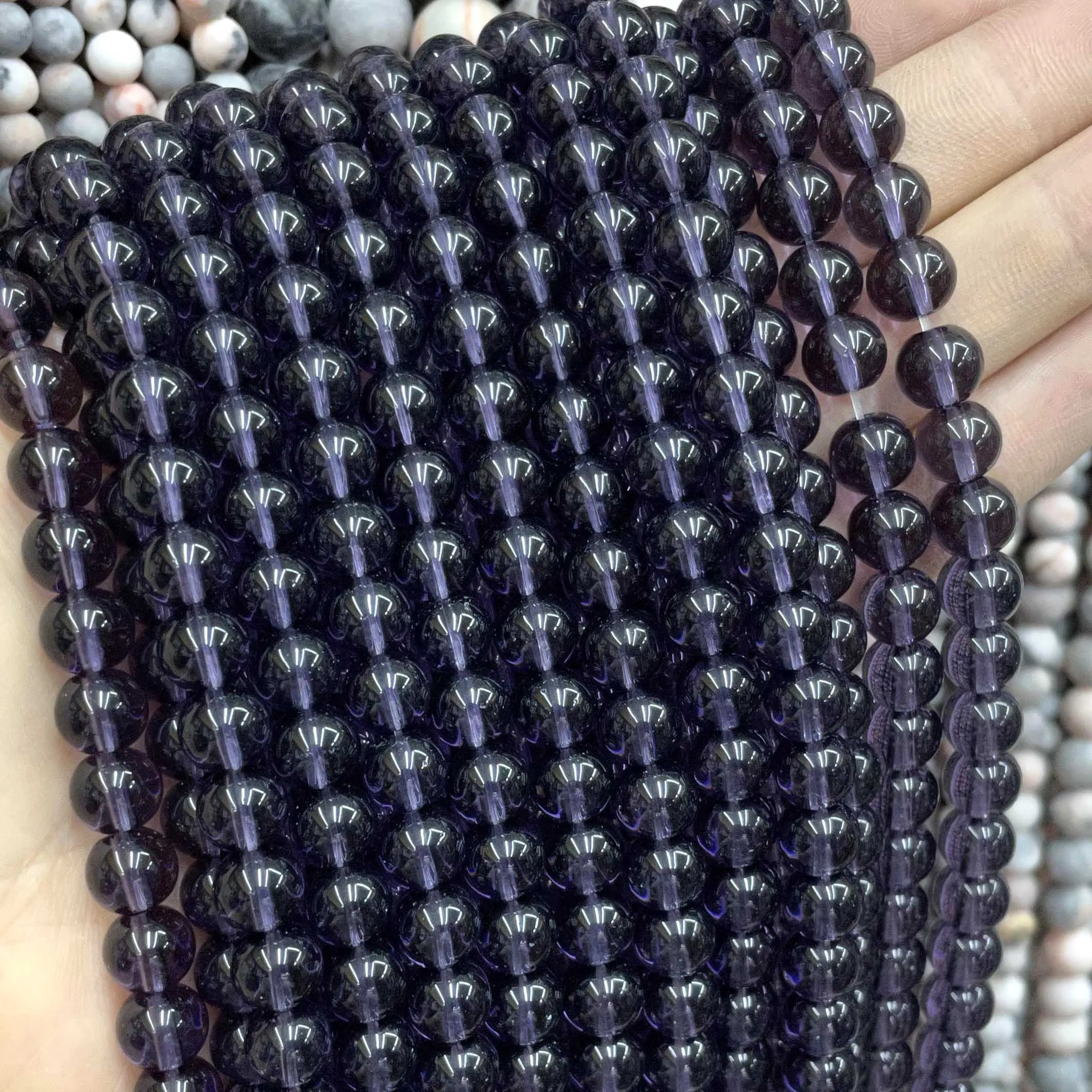 Naturstein bunte Granat rot Bernstein gelb olivgrün Glas Kristall runde lose Perlen für Schmuck machen DIY Armband – Detail 15