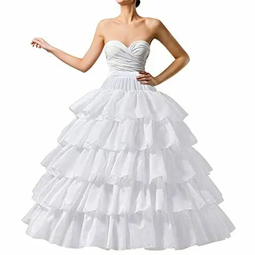 Full Shape Hoop Skirt 5 Ruffles Layers Ball Gown Petticoat Underskirt Slip 2025