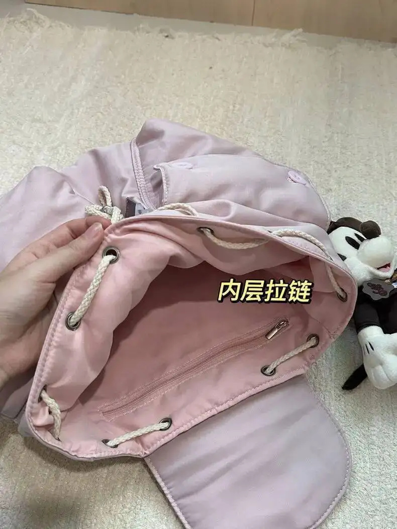 Bloom Casual Nylon Mini Backpack Women New Hot Girls Drawstring Pocket Y2k Mochila Female Vintage Haruku Backpacks Aesthetic
