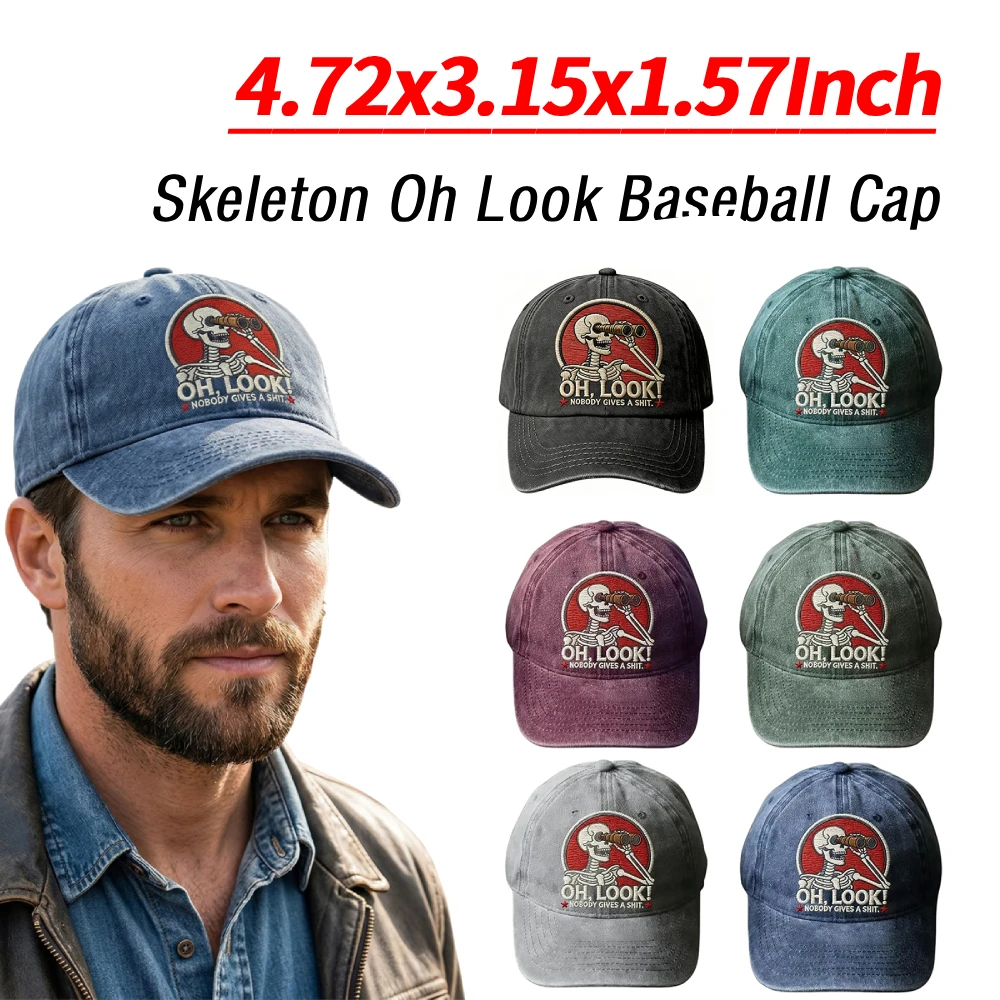 

Skeleton Oh Look Adjustable Trucker Cap Breathable Comfortable Golf Dad Trucker Hats for Men and Women Outdoor Travel