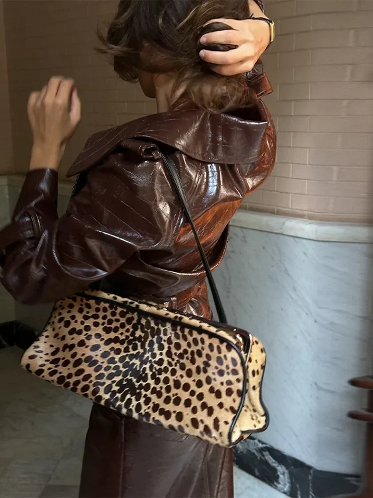 Costume de rue en cuir PU pour femmes, élégant, ceinture à revers, veste courte, jupes longues et Slim, ensemble d'automne 2025, nouveaux ensembles assortis