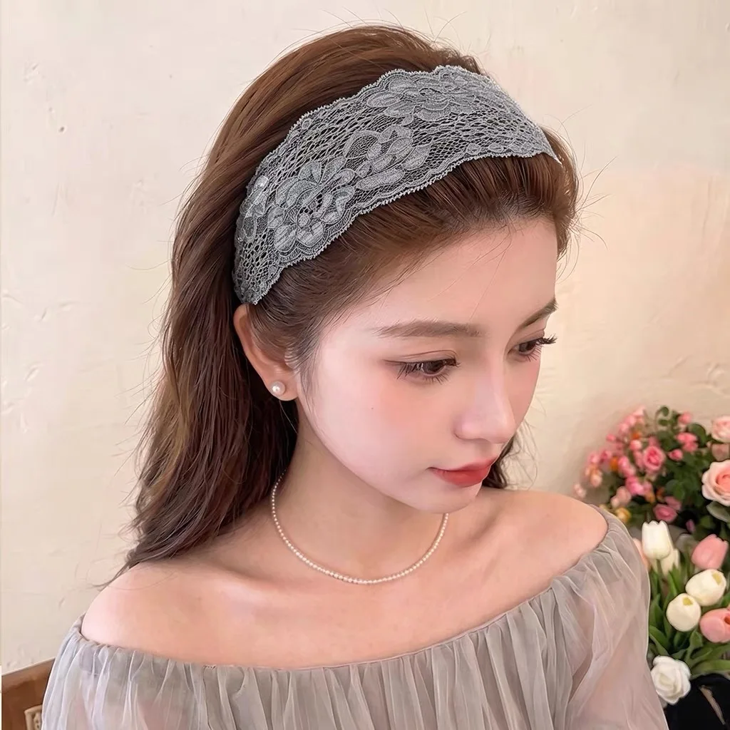 Süßes breites Spitzen-Haarband für Mädchen, hohles elastisches Spitzen-Stirnband, Haar-Accessoires für Damen, modischer hohler breiter Haarreif