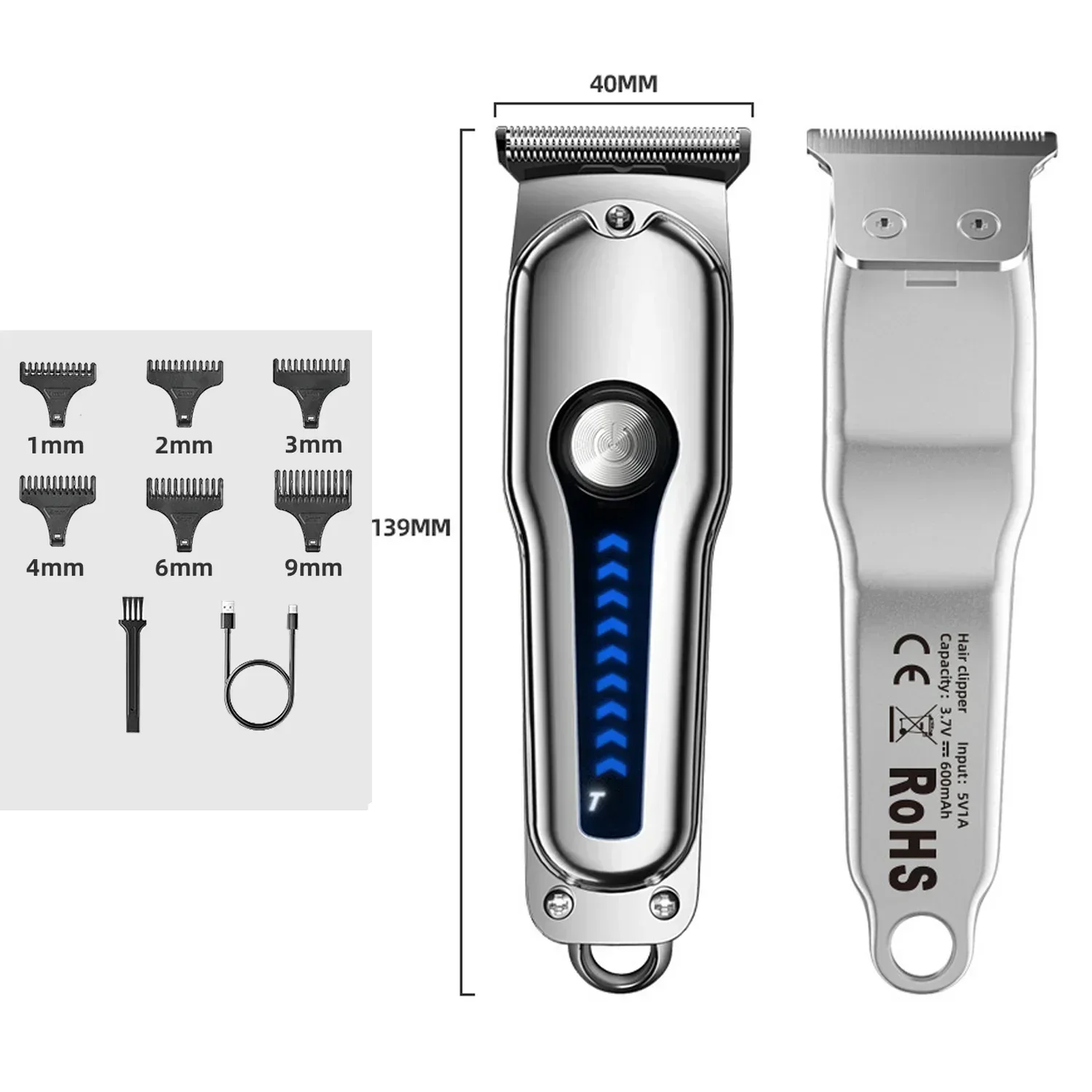 

Электрическая парикмахерская бритвенная головка, толкатель, электрическая машинка для стрижки волос, прецизионный триммер для волос USBCharging для мужчин, бытовая техника