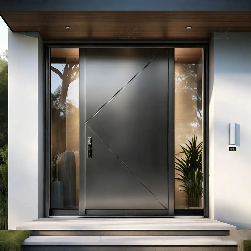

Anodizing Polishing Villa Luxurious Entrance Door with Electronic Lock Security Doors Moisture Proof Aluminum Alloy Hinged Doors