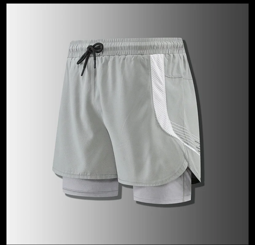 New Fashion shorts Men\'s 2 in1 Volleyball shorts Fitness Sports Shorts Casual Beach Workout Lined Tight Shorts Daily Style