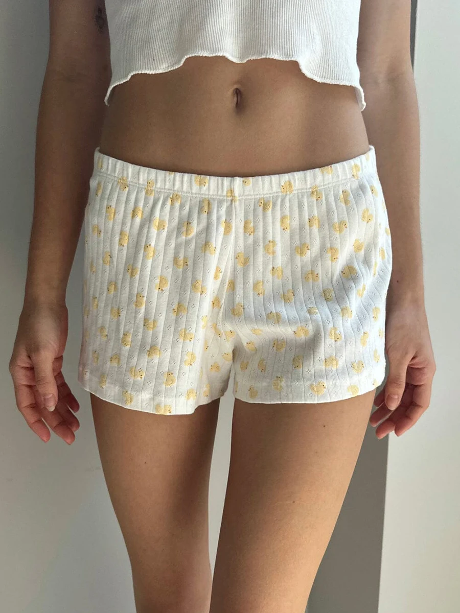 Little Yellow Duck Short Pants Women New Cotton Soft Casual Elastic High Waist Home Underwear Cute Sweet Cozy Pajama Shorts Y2K