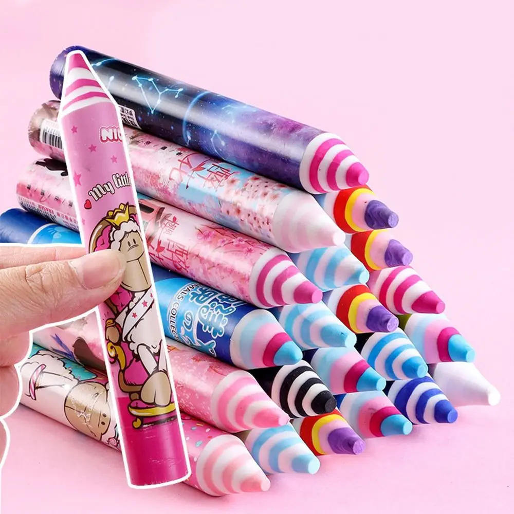 

Cartoon Kids Correction Supplies Office Students Stationery Wiping Eraser Pencil Eraser Rainbow Eraser Pen Shaped Erasers