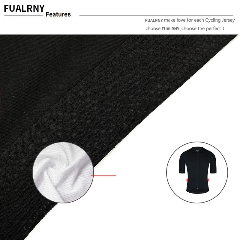 FUALRNY Black 2022 Cycling Jersey Anti-Pilling Eco-Friendly Bike Clothing Road Team Bicycle Wear Shirts shipped within 24 hours